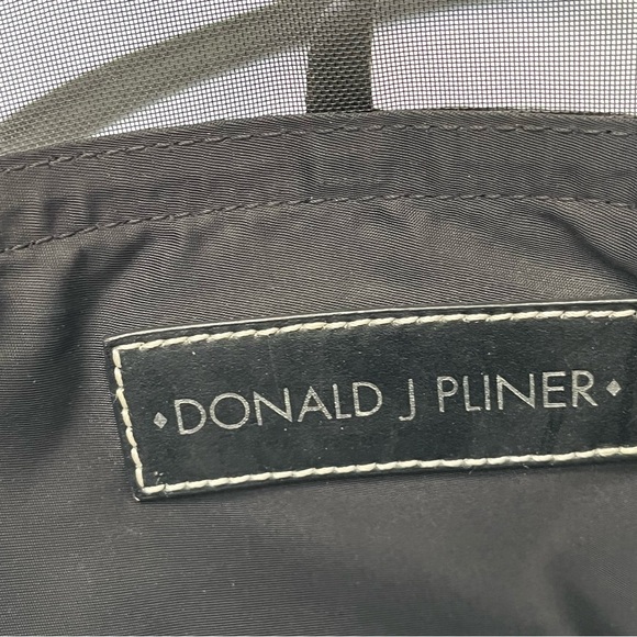 Black Donald J. Pliner Leather Mesh Tote Bag Purse Medium Gold Hardware - Picture 8 of 10